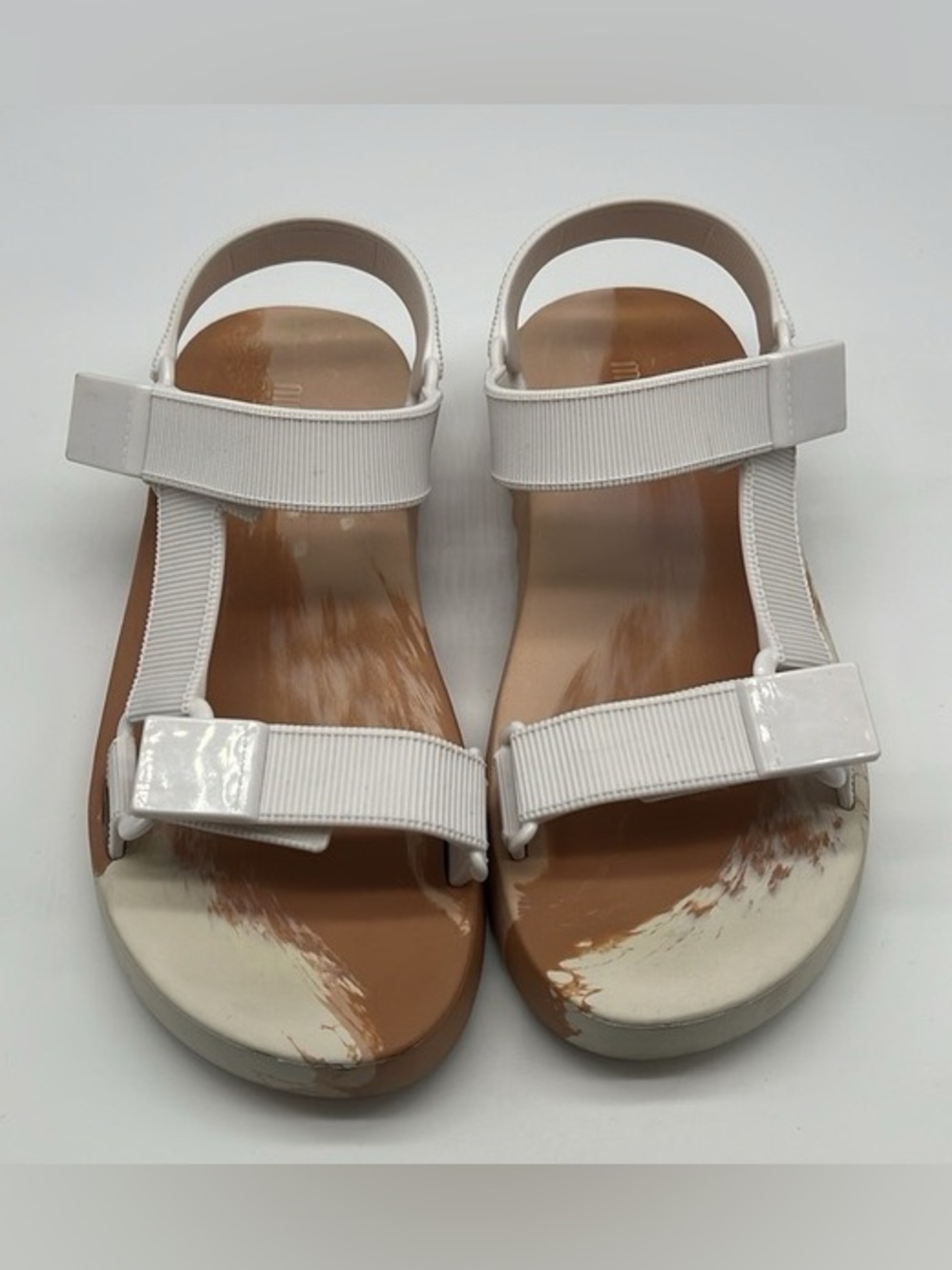Melissa - Papette And Rider Beige White Color Block Lightweight  Sandal Size 7